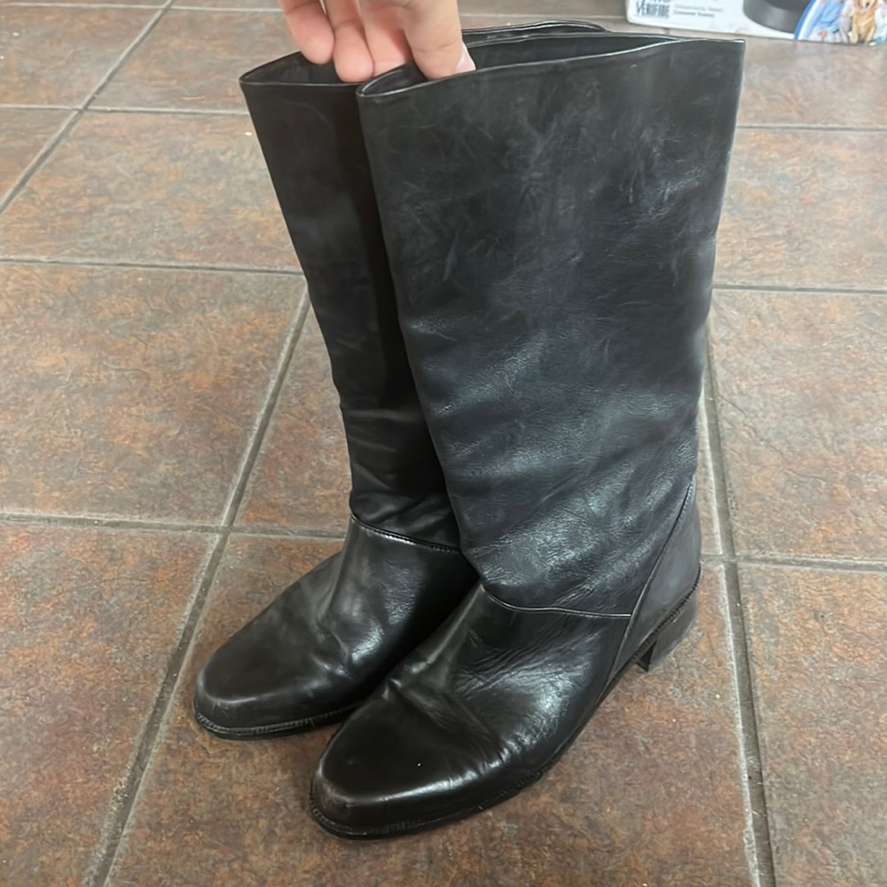 Shelly Women’s All Leather High Heel Black Boots- Size 8 1/2